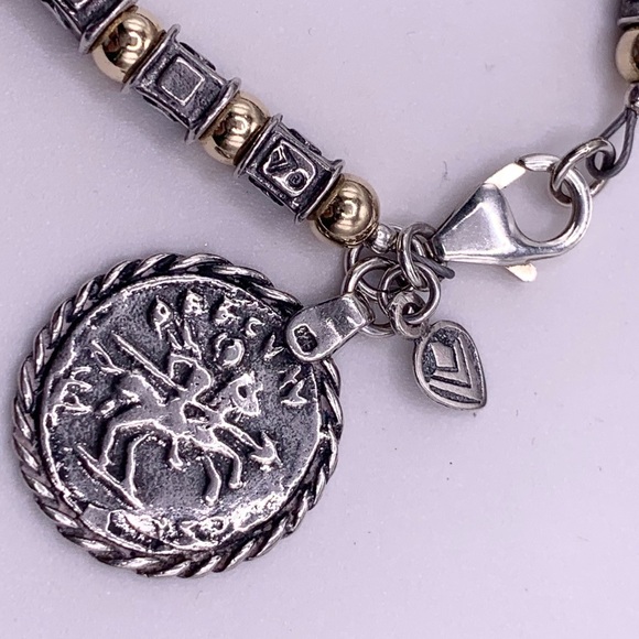 Silpada VERY RARE HTF Sterling & 14K Gold Filled Bead Roman Coin Charm Bracelet - Picture 9 of 15